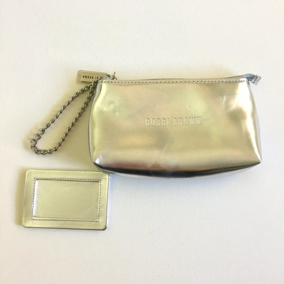 Bobbi Brown Handbags - Bobbi Brown NEW Silver Chain Wristlet Zippered Pouch w/Mirror 6.5" x 4" x 1.75"